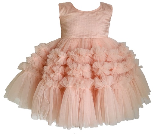 Peach Color Ruffle Party Wear