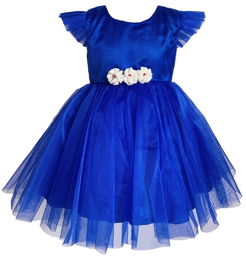 Royal Blue Frock with Frill Half Sleeves
