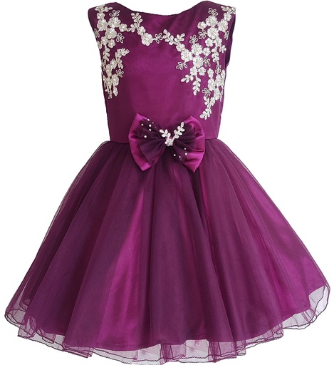 Wine Colored Frock with Applique Work