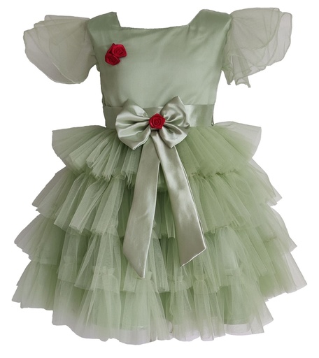 Green Embellished Butterfly Party Frock